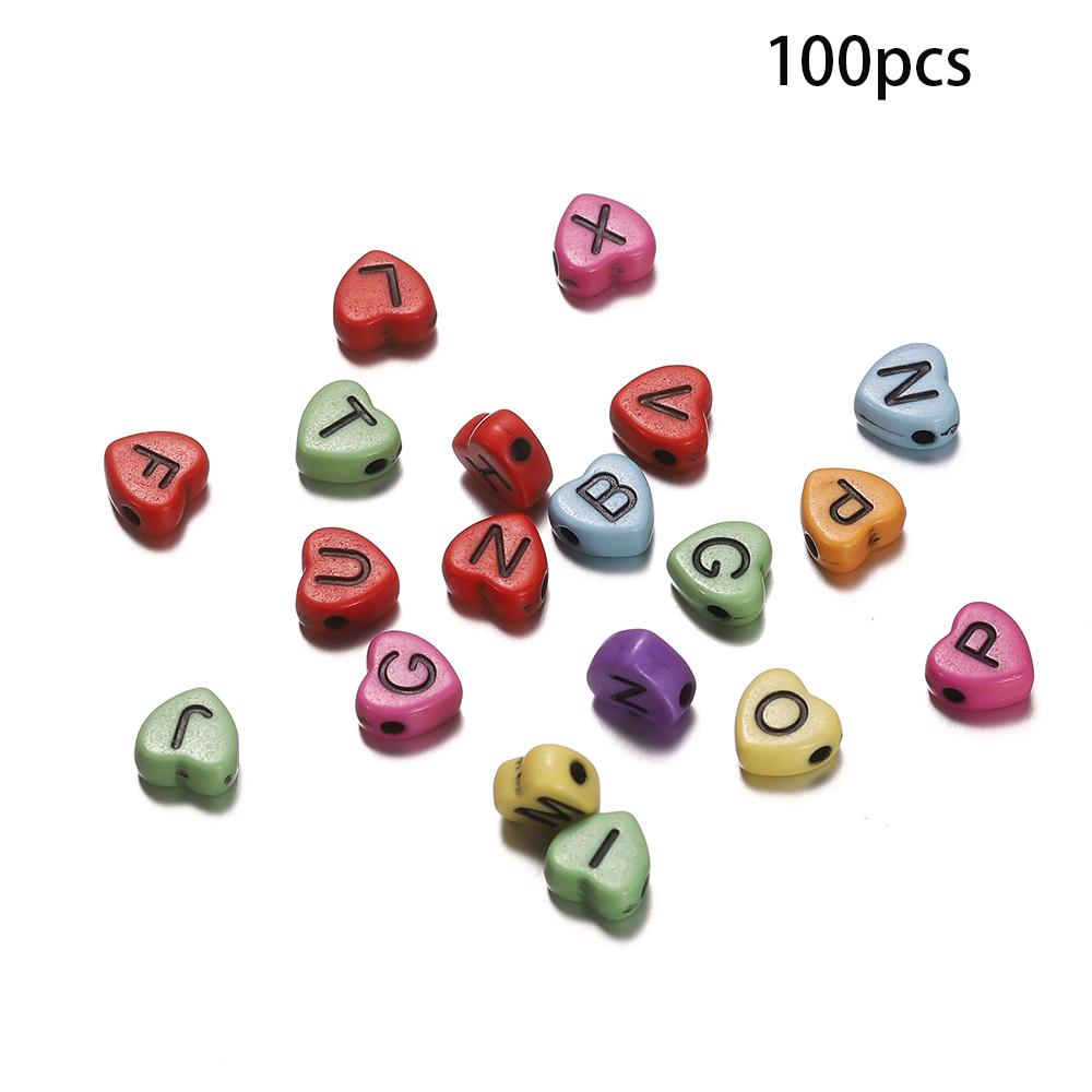 50/100Pcs/Lot Mixed Acrylic 26 Letters Loose Heart Shape Beads For DIY Jewelry Making Bracelet Necklace Keychain Accessories
