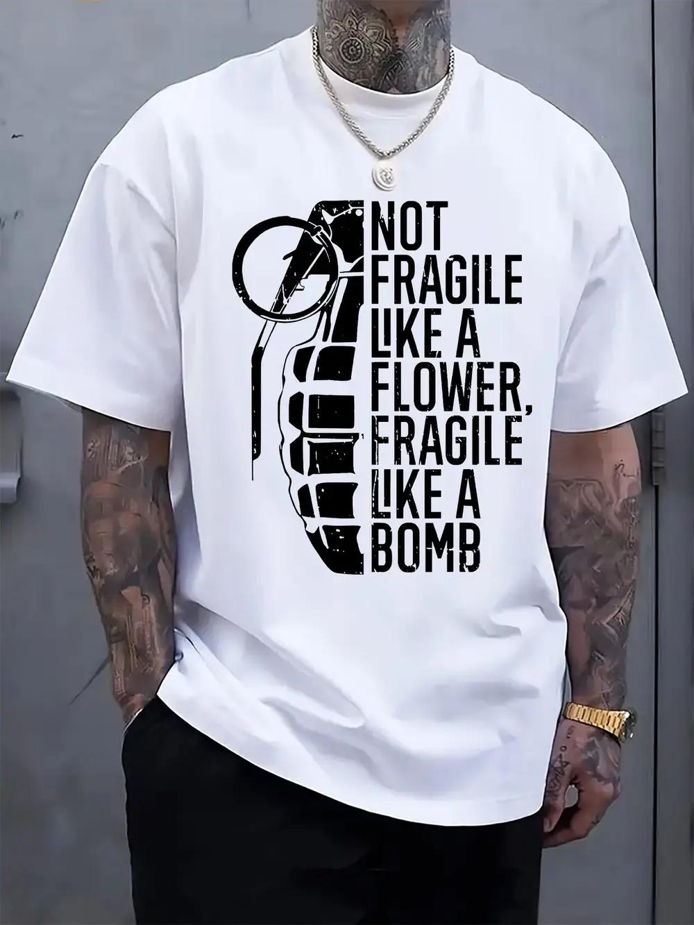 

Graphic Print T-shirt - NOT Fragile Like a Flower S