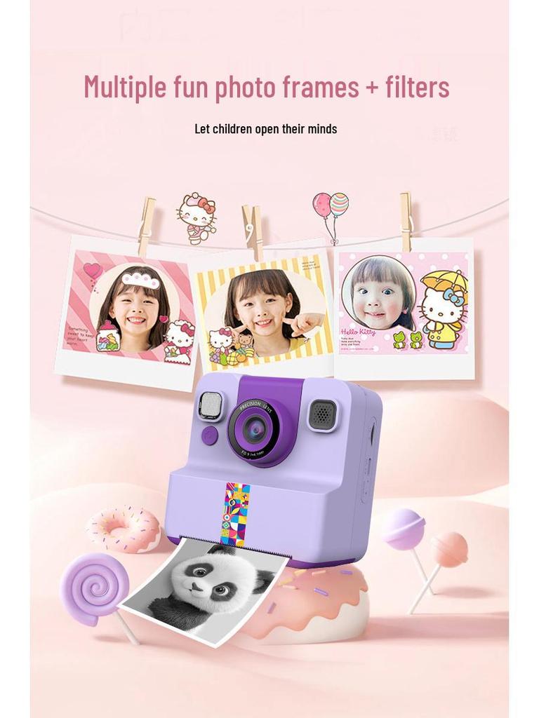 Children's Instant Print Camera: Mini Polaroid, Bluetooth, HD Digital Photography - Perfect Student Holiday Gift