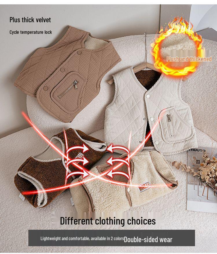 Lambswool Fleece-Lined Baby Vest for Spring & Autumn - Unisex Children's Sleeveless Jacket