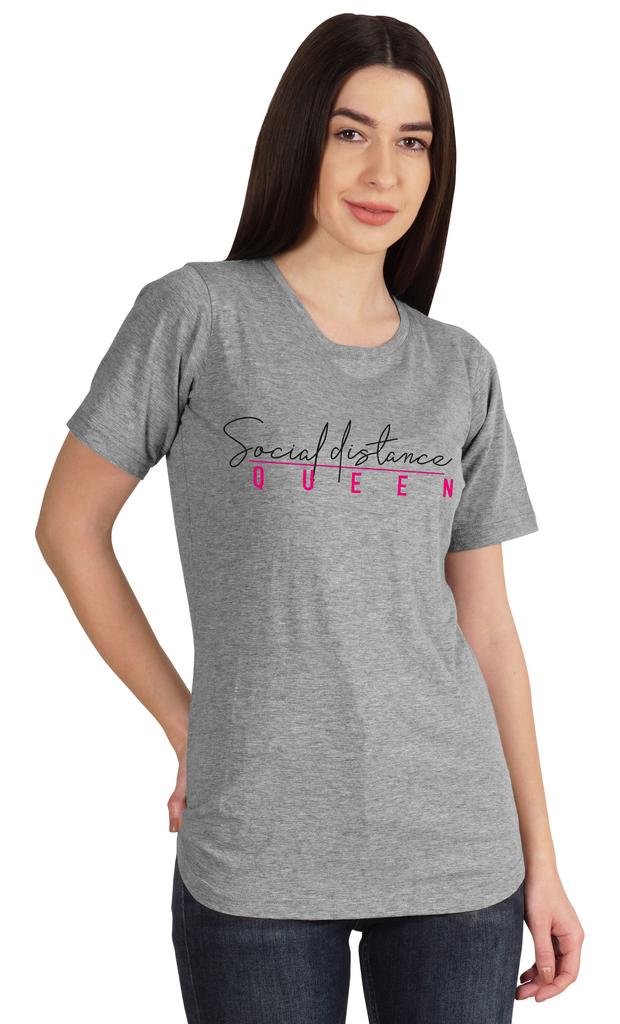 Inkmeso Social Distance Queen Graphic Tshirt Short Sleeve Women Casual Tee