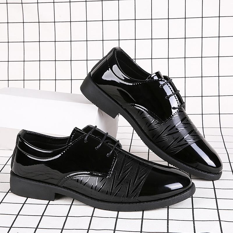 Pánské kožené boty Pánské boty Jaro a Podzim Nové boty Mládež Obchodní Britské Černé Ležérní Kožené boty Společenské Pánské kožené boty