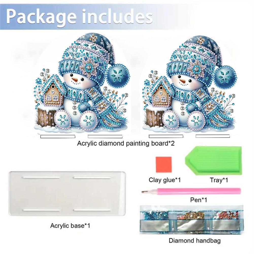 Double Sided Christmas Diamond Painting Napkin Holder DIY 5D Acrylic Diamond Painting Tabletop Paper Towel Holder Desk Ornaments