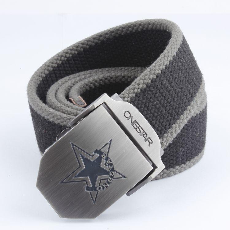 Black Five-Star Canvas Belt Headhunting Black Eagle Men's Automatic Buckle Belt Woven Leisure Good Supply