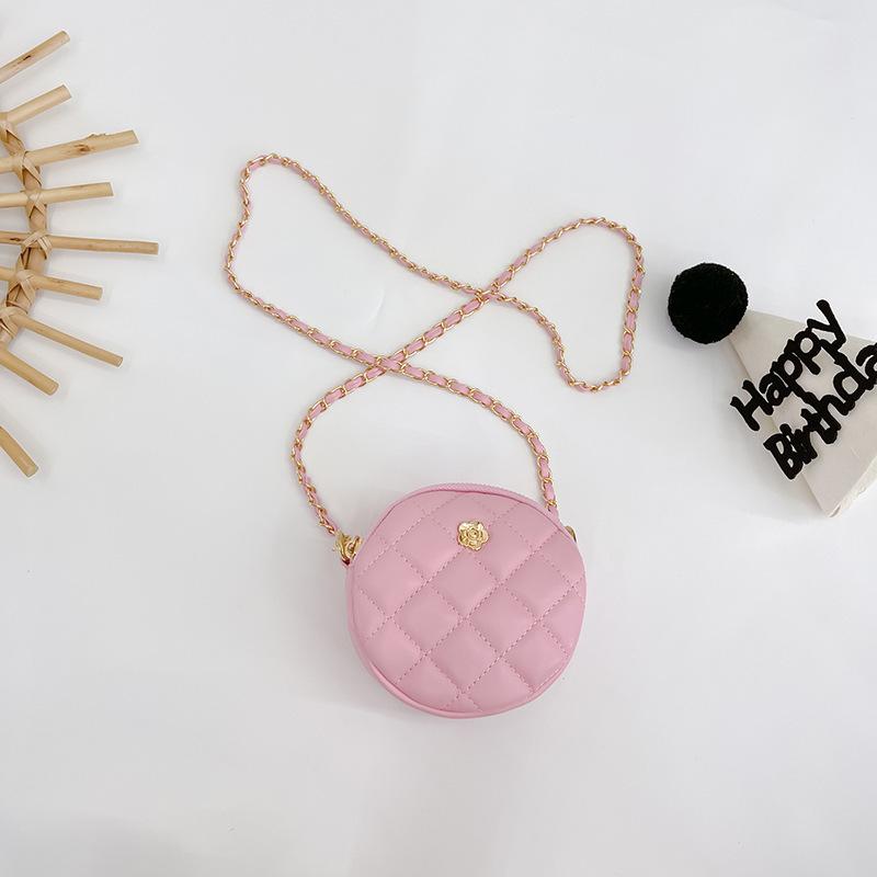 

Grid Pattern Ling Fashion Girls Crossbody Bag Stylish Chain Coin Purse Round Bag помаранчевий