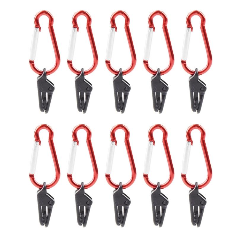 Tarp Awning Clamp Clips Tent Snaps Hangers Clips Camping Tent Tighten Lock Grip Clamp with Carabiner for Outdoor Camping 1