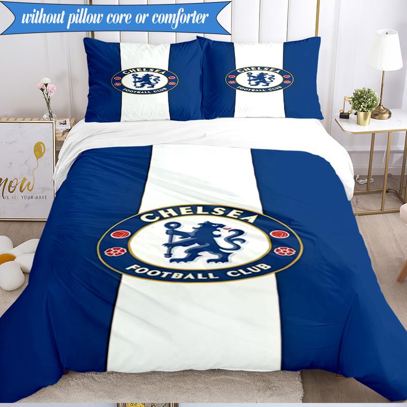 3PCS Chelsea Fc  Printed Soft Bedding Set,Including 1pc Duvet Cover And 2pcs Pillowcases Perfect for Bedroom, Dormitory, Fan Gift