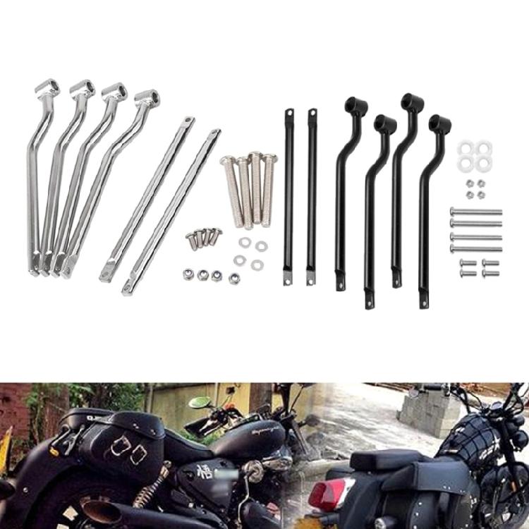 Motorcycle Universal Black Chrome Saddlebag Saddle Bag Support Bars MountBracket