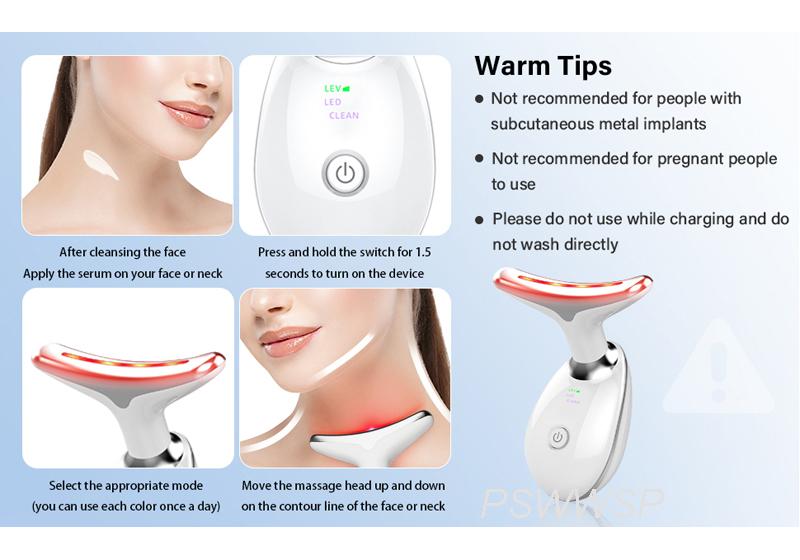 7 Color 3 Modes Facial & Neck Massager Skin Tightening Anti Aging Electric Beauty Device for Face Neck Rejuvenation
