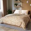 IRMA bedding set 160x200 cm - satin cotton, beige, plant pattern
