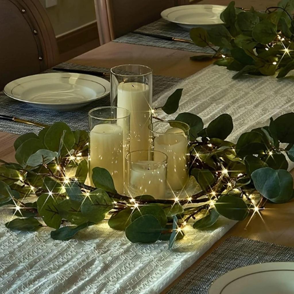 Simulated Olive Vine Garland With Lights 96 LEDs Fake Plant For Holiday Christmas Holiday Dorm Wall Decorations