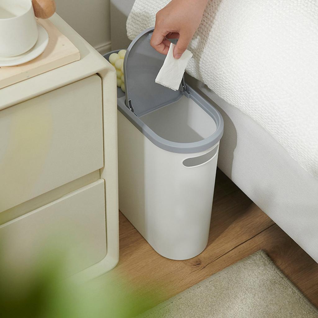 Push Top Bathroom Storage Bucket Garbage Can for Tight Space for Home and Office Control