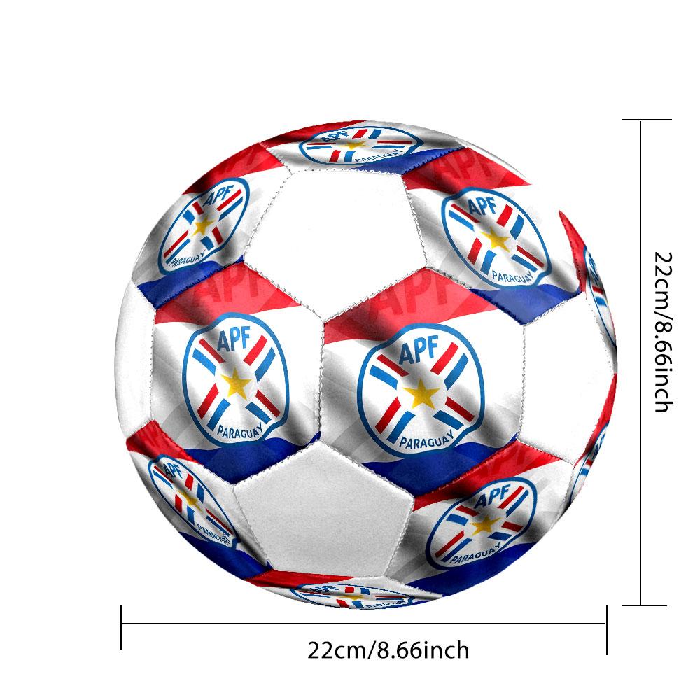 Logo de l'équipe nationale de football du Paraguay Ballon de Football Taille 5, Cousu à la Machine PVC, Durable & Très Rebondissant, Convient à Tous les Âges, Articles de Fan, Matches & Utilisation Extérieure.