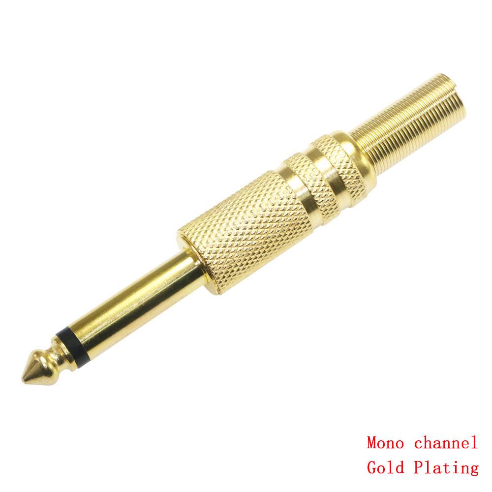 2PCS 6.35mm 2Pole Mono Amplifier Plug 6.35 Stereo Metal Microphone Jack Plug-in Audio Connector for KTV
