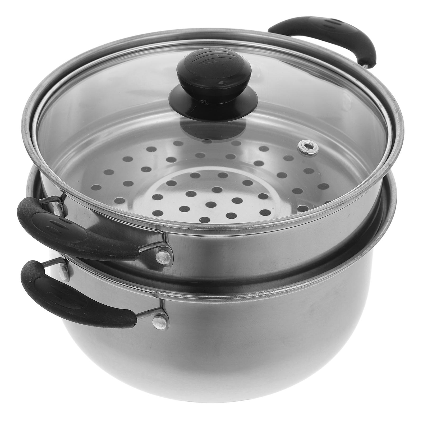 

Thick Stainless Steel Soup Pot Deep Household Casserole Steamers Kitchen Cookware Electric Stove Compatible серебряный