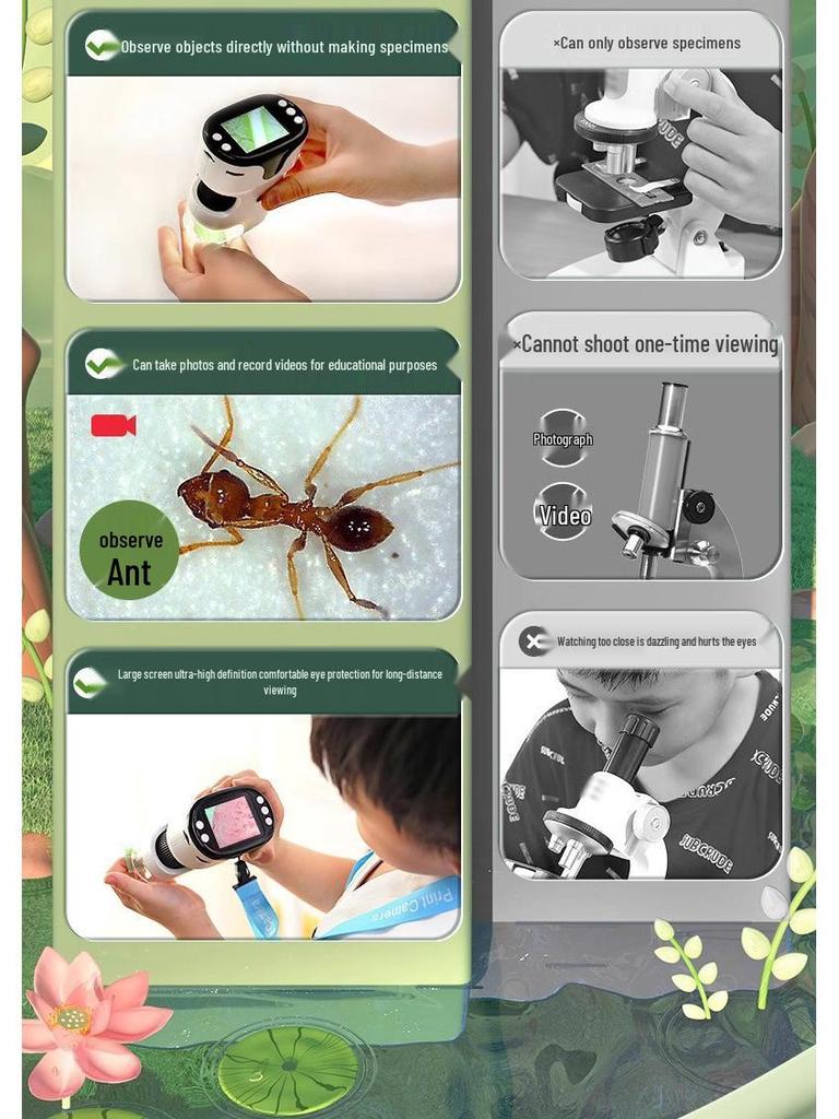 Portable 1000x Microscope Camera for Kids' Science and Middle School Projects.