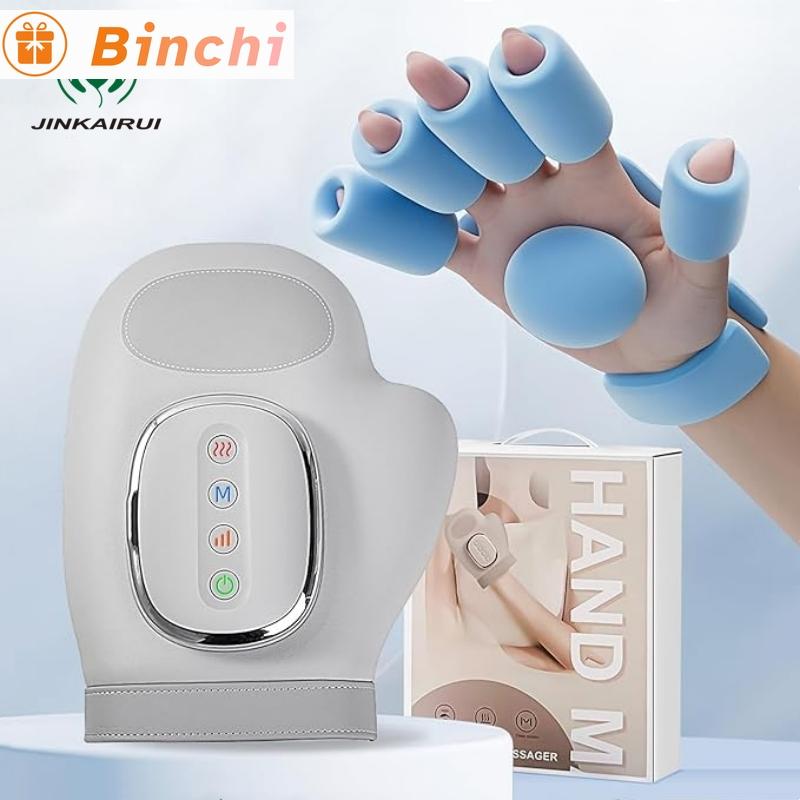 Νεότερο Φορητό Ηλεκτρικό Μασάζ Χεριού με Θερμότητα Συμπίεση Αερόσακου Ασύρματο Γάντι Μασάζ Δάχτυλα Παλάμη Πλήρως Τυλιγμένο Χαλάρωση
