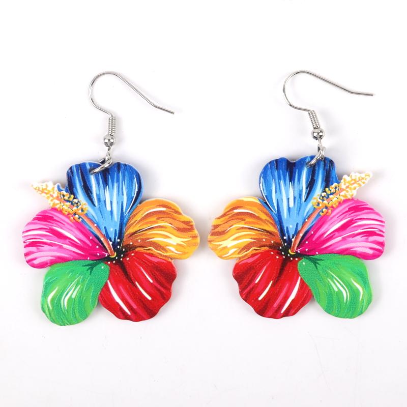 2026 Colorful Oil Painting Flower Acrylic Statement Earrings for Women New Trendy Plant Drop Dangle Earring Party Jewelry Gift