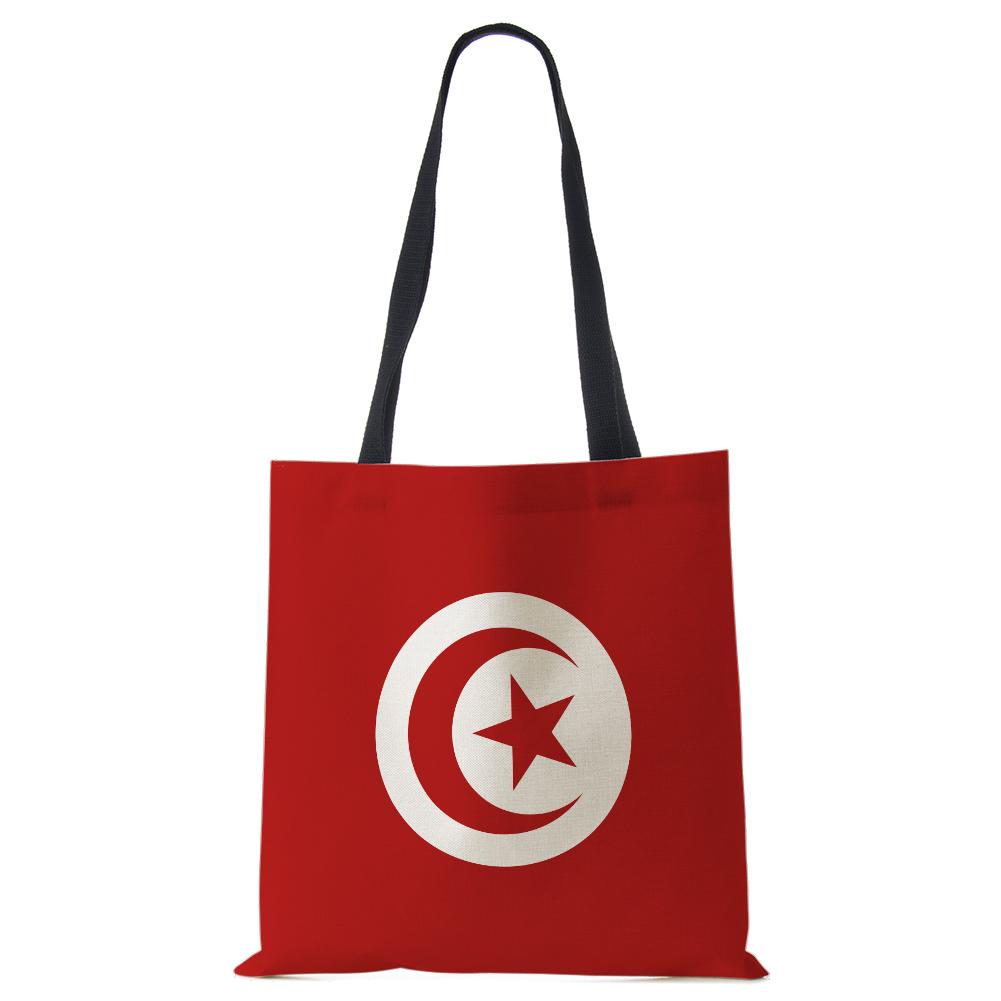 World Cup Flag Women Handbag Linen Totes Casual Traveling Beach Gift Bags CLE