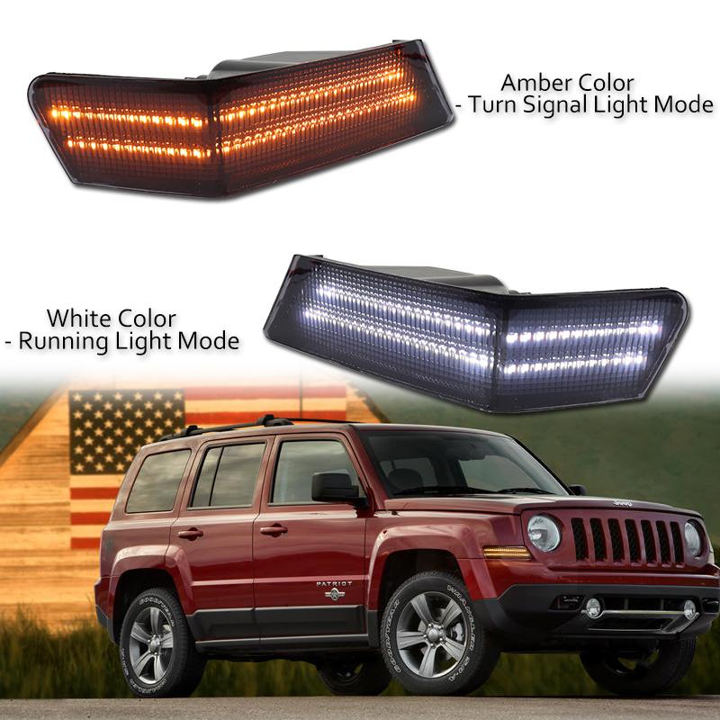 iJDM Car Signal Blinker Corner Lights  Assemblies For Jeep Patriot Amber Sequential Turn Signal Light/White Driving Lights 07-17