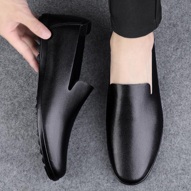 Simple Mens Casual Leather Shoes Versatile Men Loafers Comfy Mocasines Handmade Male Slip On Shoes Outdoor Travel Driving Shoes