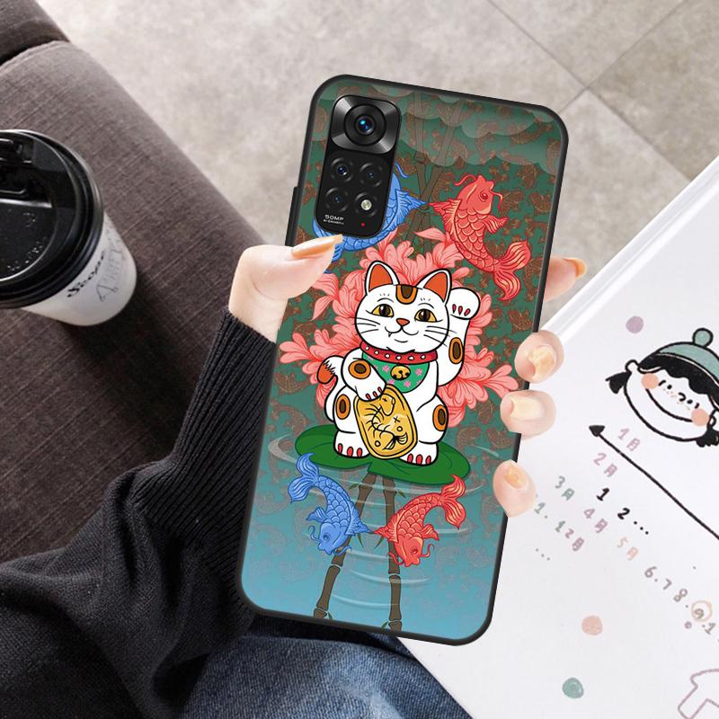 Japanese Lucky Cat Case For Xiaomi Redmi Note 11 10 9 8 12 Pro 10S 11S 12S Cover For Redmi 9 10 10A 9C 10C 12C