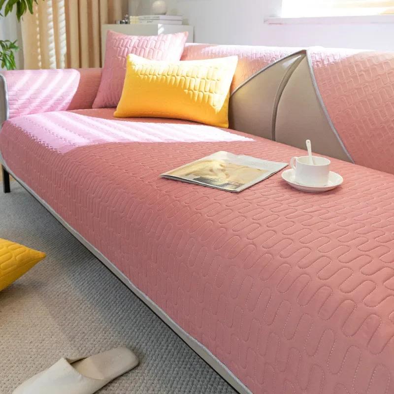 1pcs Solid Color Summer Cool Sofa Covers Anti Slip Couch Cushion Simple Dustproof ArmChair Protector Cushion Home Decoration
