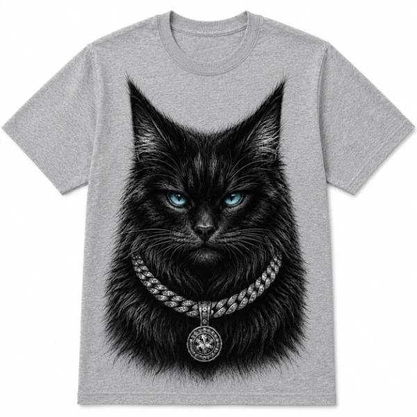 Black Cat Vintage Streetwear Graphic Tee Gothic Unisex Shirt 2XL