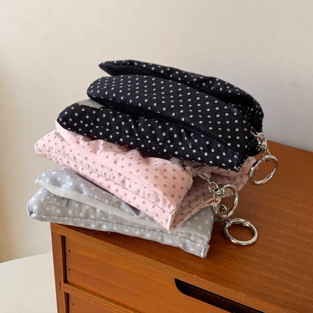 New Polka Dot Rabbit Ears Pillow Card Holder INS Korean Style Soft Mini Protective Case 3-inch Gift ID Card Protector