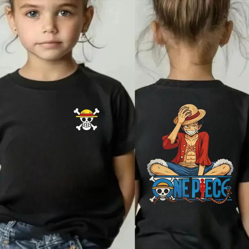 One Piece Japanese Anime Print Cotton TShirt Luffy Zoro Childrens Casual Short Sleeve Tee Kids Luffy Tshirt Family Clothing