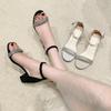 Fashion High Heels Sandals 2025 Women Summer Sparkling Rhinestone Shoes Women Fashion Open Toe Buckle Sandals Casual Heel Female Shoes