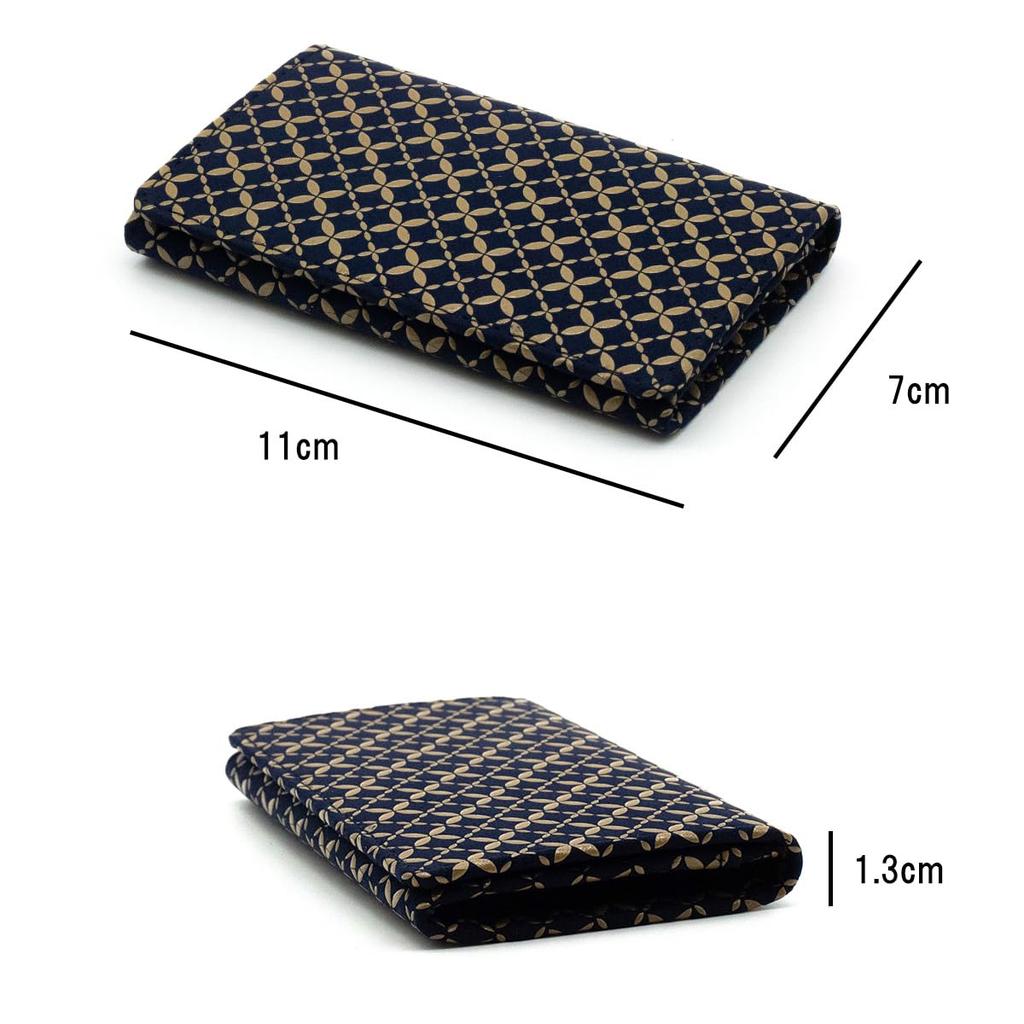 Inden Business Card 2501 Navy Blue with White Shippo [Inden-ya] Case, Deerskin, Lacquered, Craft, Gusseted, No. ([14-179] Lacquer, Pattern)