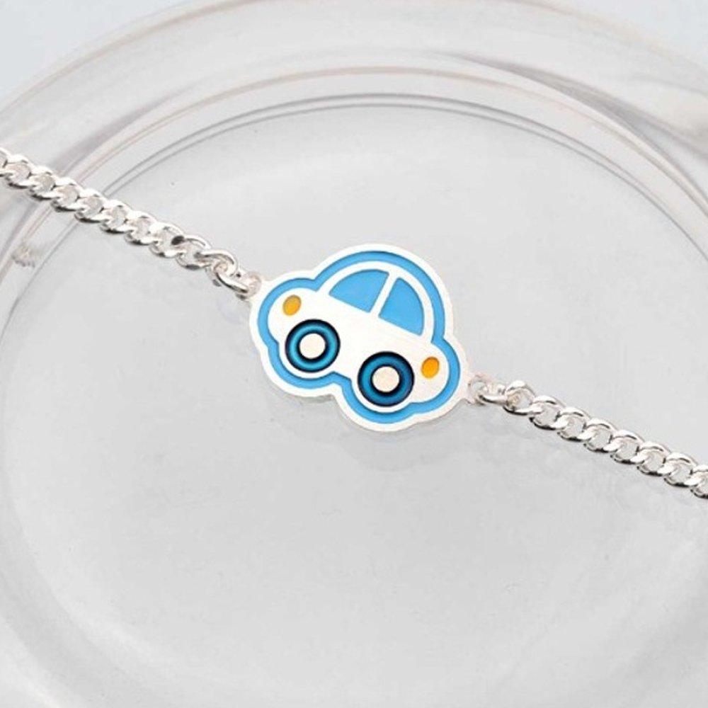 [As Little] Children's Silver Bracelet Full 925 Silver Car Pendant Kids