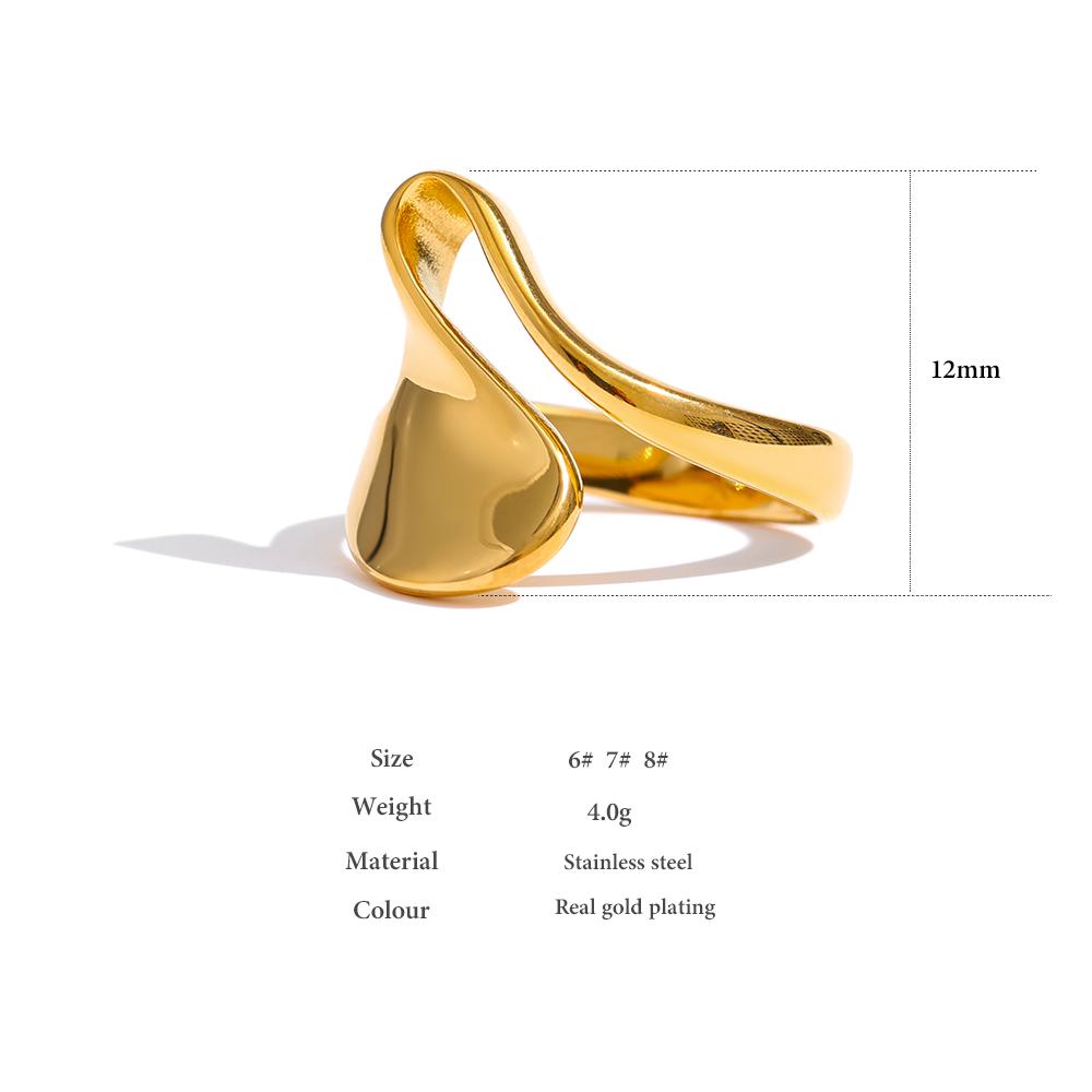 Yhpup 316L Stainless Steel Irregular Ring Statement Metal Golden Finger Geometric Ring Minimalist Jewelry Bijoux Femme New