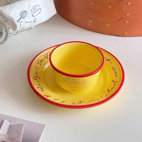 Instagram Retro French Alphabet Ceramic Plate 8-inch Flat Plate Dessert Cake Western Breakfast Plate Food Pography Prop Dish