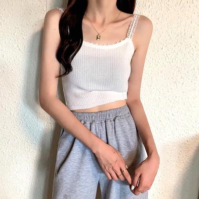 New French Lace Lace Knitted Small Halter Top Female Summer Korean Version Outside To Wear A Short Vest