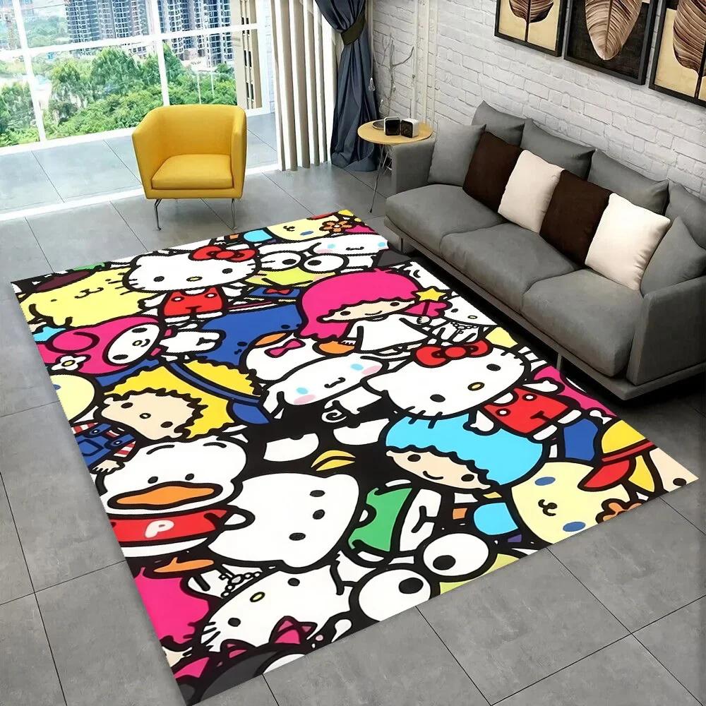 Sanrio Cartoon Girl Carpet New Hello Kitty Cat Rug for Bedroom Living Room Home Sofa Decor Children Crawling Mat