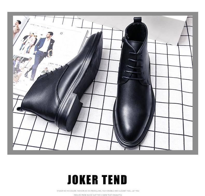 Men's Korean Style Pointed Toe Chelsea Boots - Formal & Casual Large Size Leather Shoes