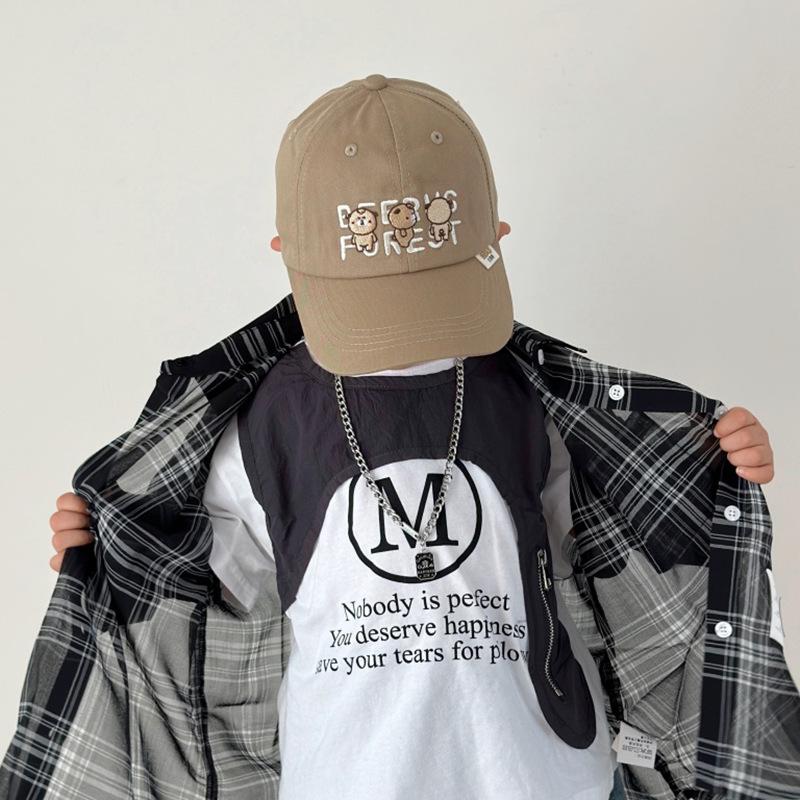 Koreanische Version Kinder Baseballkappe Junge Baby Frühling und Herbst Mädchen Baseballkappe Sonnenschutz Mittel Groß Kinder Reine Baumwolle Dünner Stil