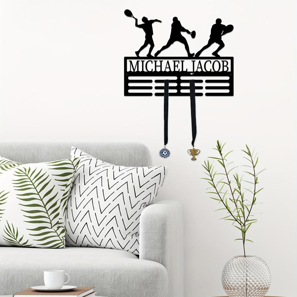 Support Mural Personnalisé pour Médailles en Métal Décoration Artistique Personnalisée avec Nom Cadeau pour Papa Mari