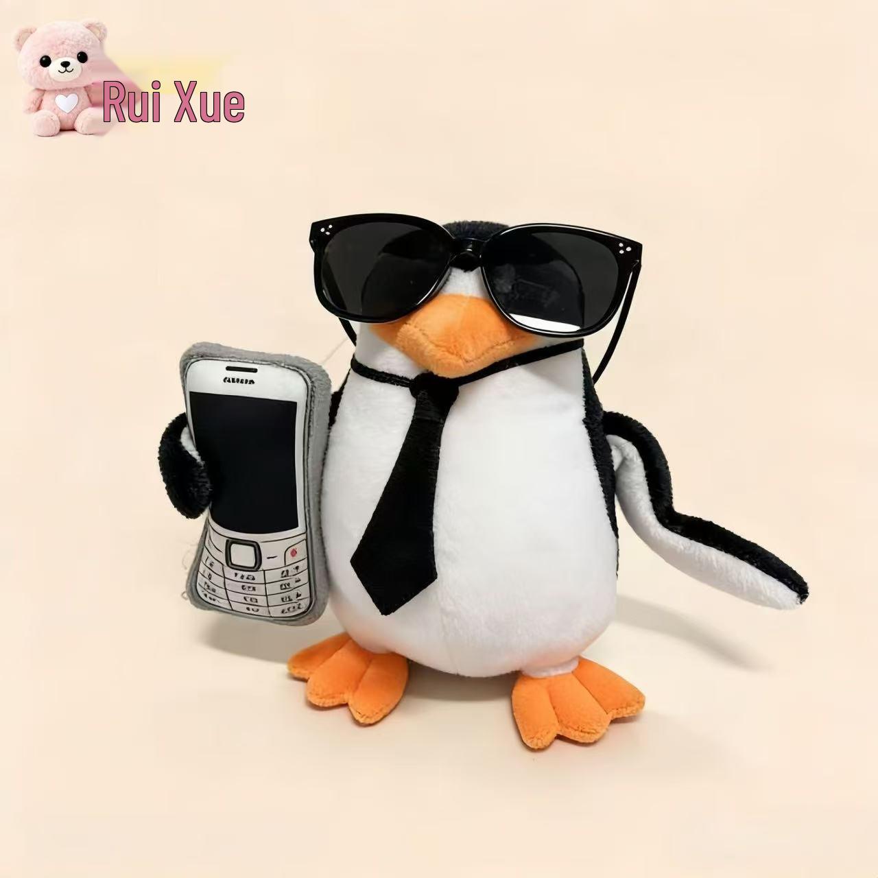 Chic Penguin Plush Toy with Sunglasses & Tie - Funny Birthday Gift & Claw Machine Prize 25cm