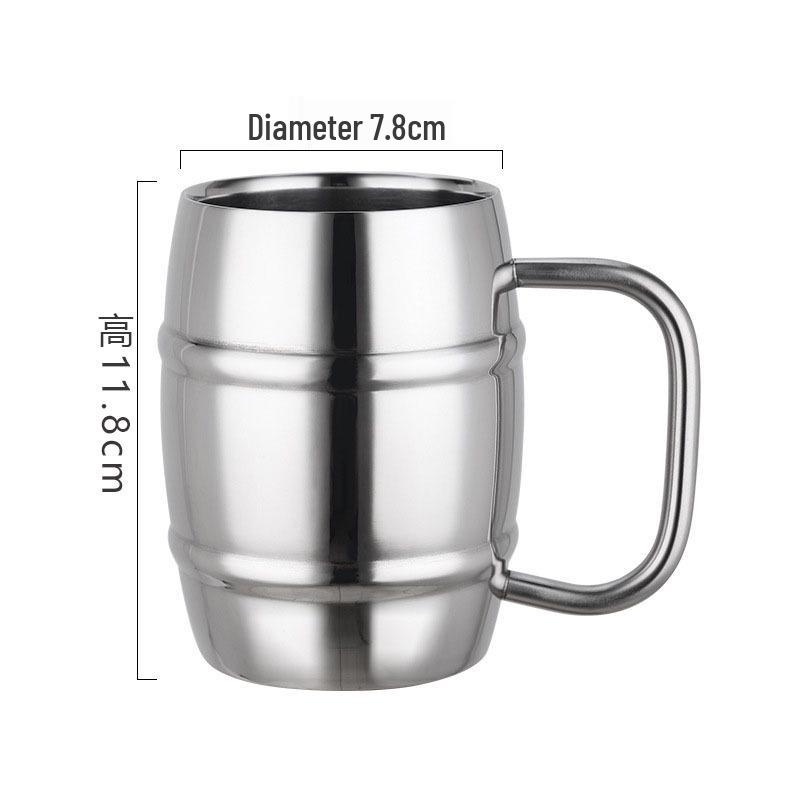 Double-Layer 304 Stainless Steel Mug: Pilsner, Milk, Coffee, Tea, or Kids' Drink with Handle