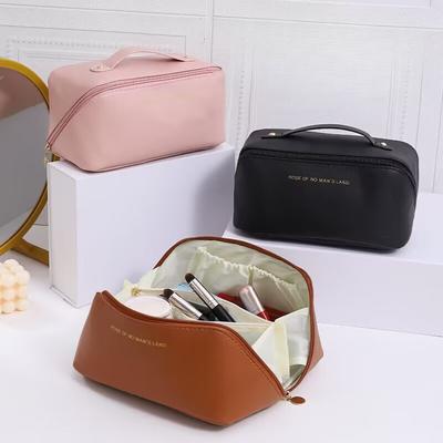 Borsa Cosmetica da Viaggio Grande Portatile Porta Trucco Cosmetici per Donne Organizer Trucco in Pelle Pochette da Toilette Femminile Borsa con Cerniera