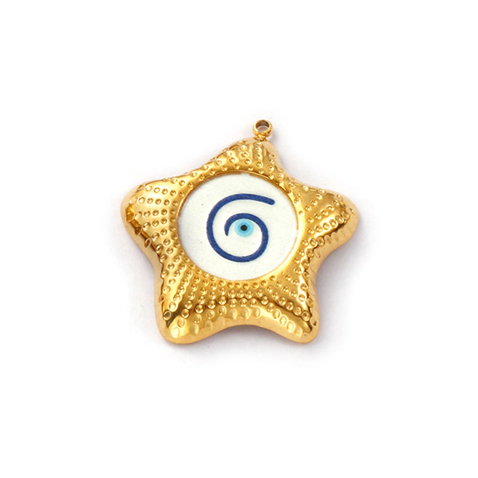 

2 PCs 304 Stainless Steel Religious Charms 18K Gold Plated Enamel Evil Eye Pendants For DIY Necklace Jewelry Making Findings
