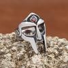 Vintage MF DOOM Mask Rings with Red Stone Punk Hip Hop Stainless Steel Skull Ring for Men Women Ewelry Gift