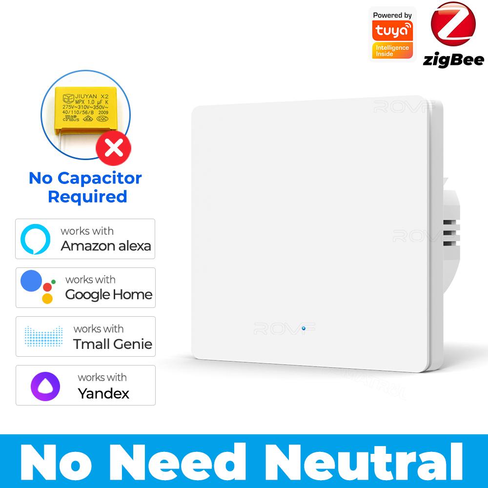 

Tuya Zigbee EU Smart Light Switch No Neutral Wire No Capacitor Push Button Wall Switch Smart Life Work With Alexa Google Home