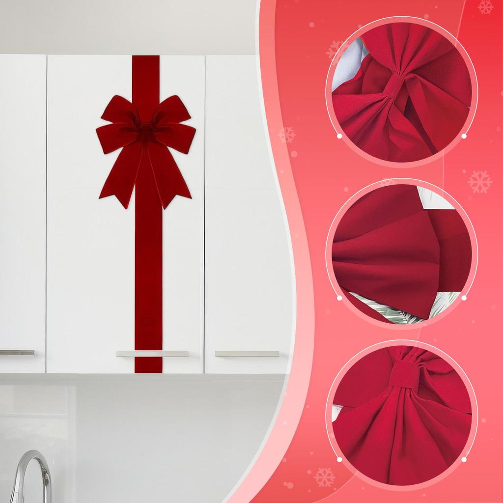 Christmas Cabinet Bow Festive Ribbon Prop Door Bow Festival Decoration for Housewarming Fireplace Celebration Window Stage