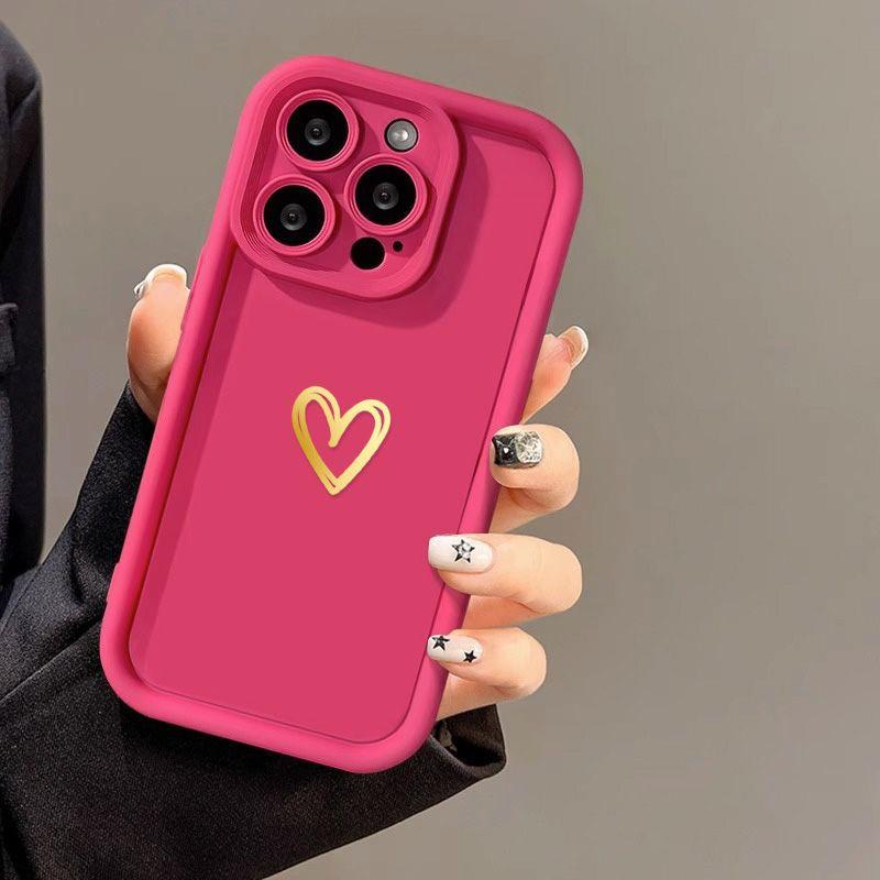 Gold love for iPhone17ProMax mobile phone case 14 Apple 13 matte 12/15 premium 11 fine holes
