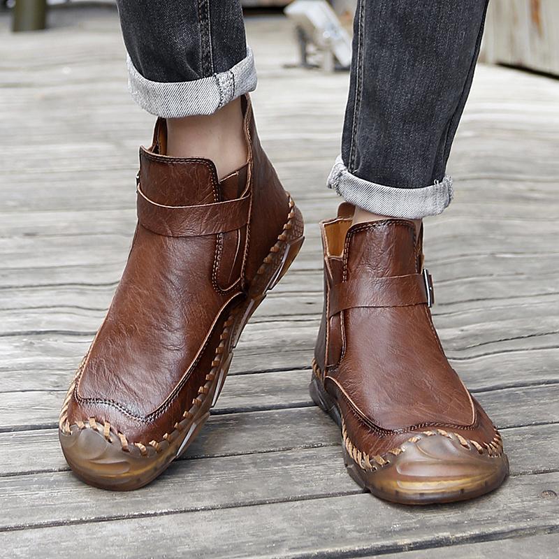 Men's Leather Boots High Top Casual Sneakers 39-46