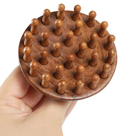 Wooden Scalp Massager Brush, Hair Growth Head Relaxation Massage Tool, Wet Dry Hair Scalp Care Scrubber Gua Sha Brush for Men Women